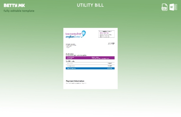 Модерен шаблон за сметки за комунални услуги на USA Anglian Water
